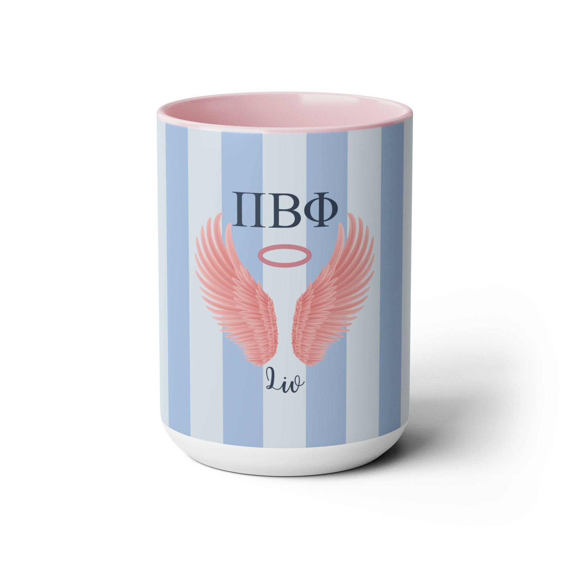 Pi Beta Phi Personalized Pink Angel Wing Mug - Ivy Society