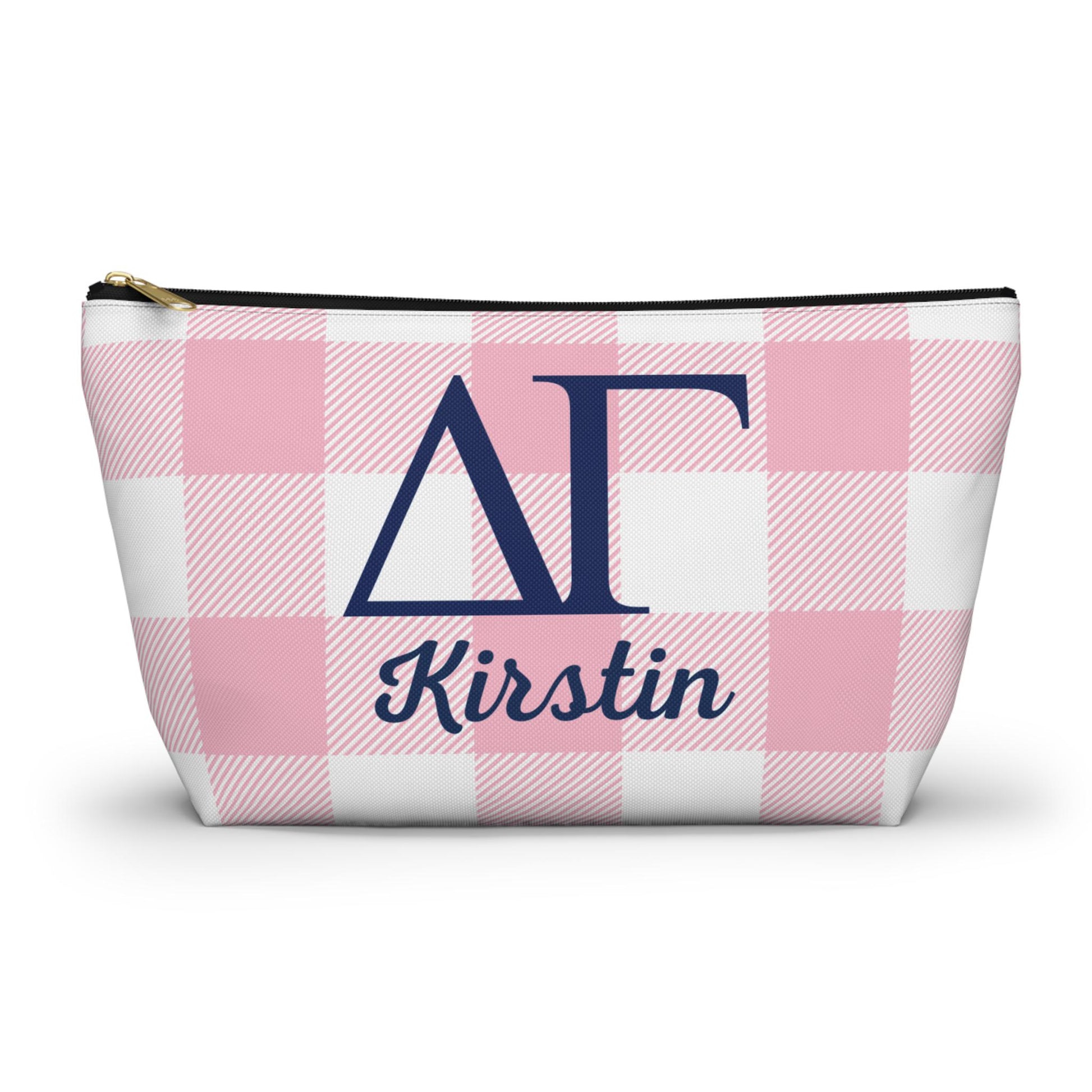 Delta Gamma Personalized Checkered Makeup Bag - Ivy Society