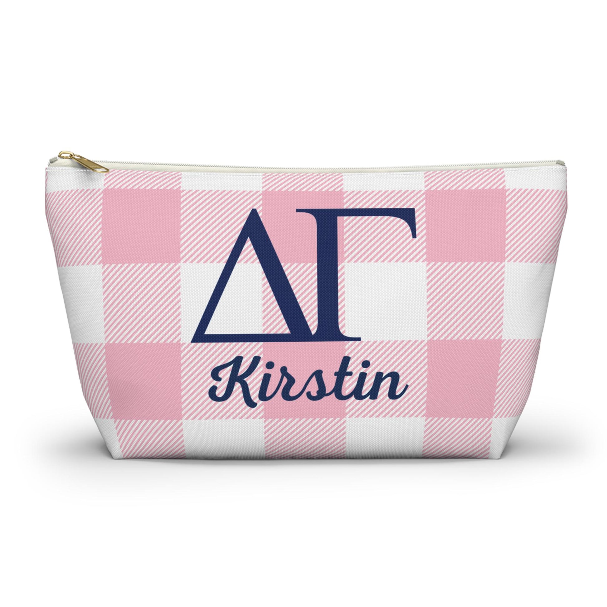 Delta Gamma Personalized Checkered Makeup Bag - Ivy Society