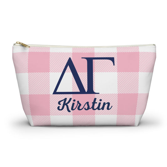 Delta Gamma Personalized Checkered Makeup Bag - Ivy Society