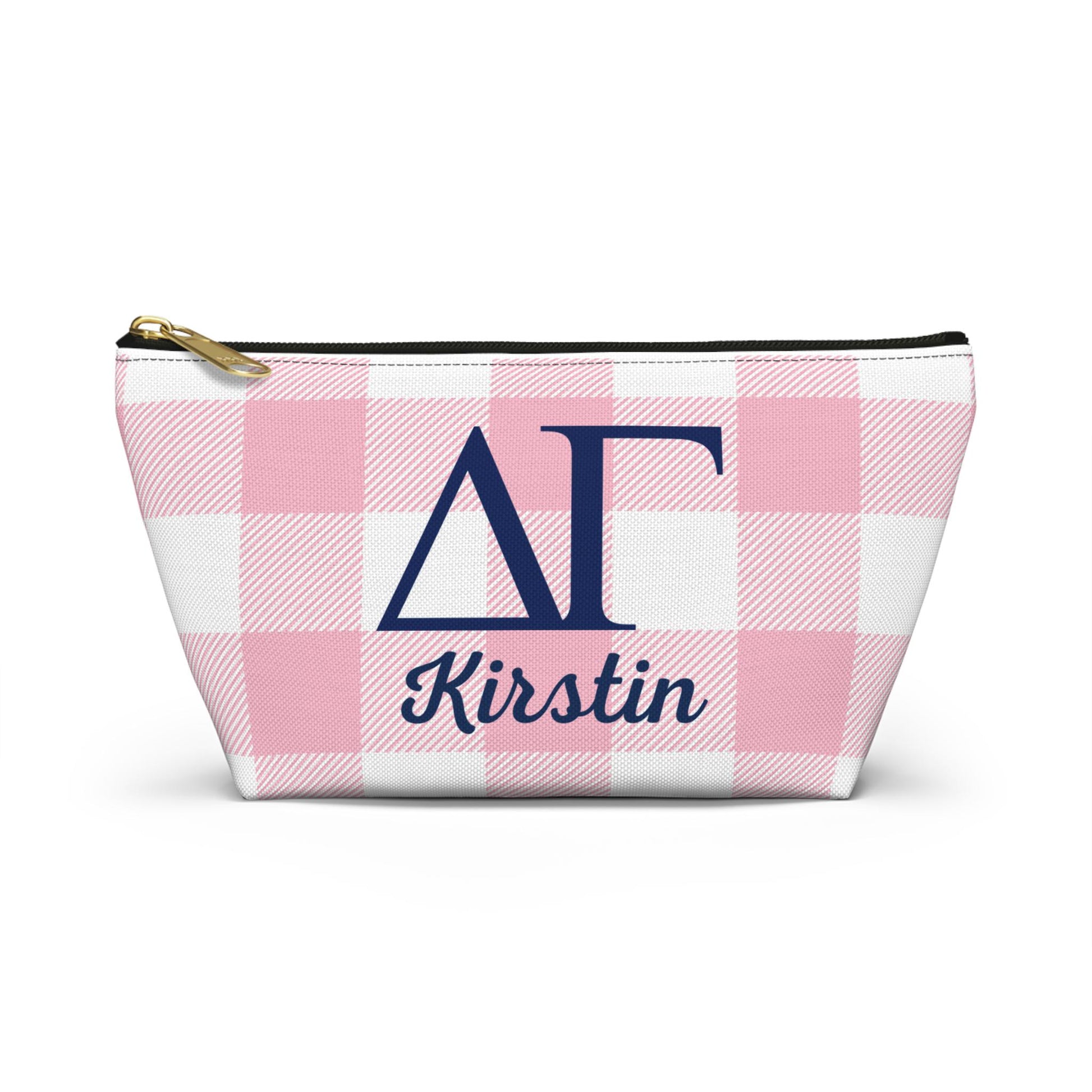 Delta Gamma Personalized Checkered Makeup Bag - Ivy Society