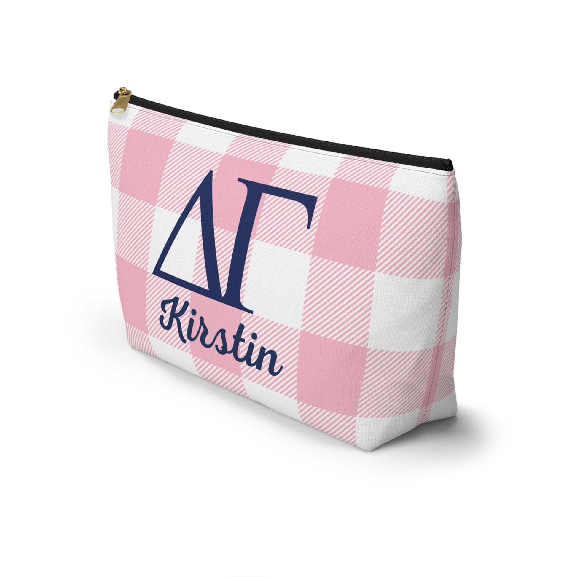 Delta Gamma Personalized Checkered Makeup Bag - Ivy Society