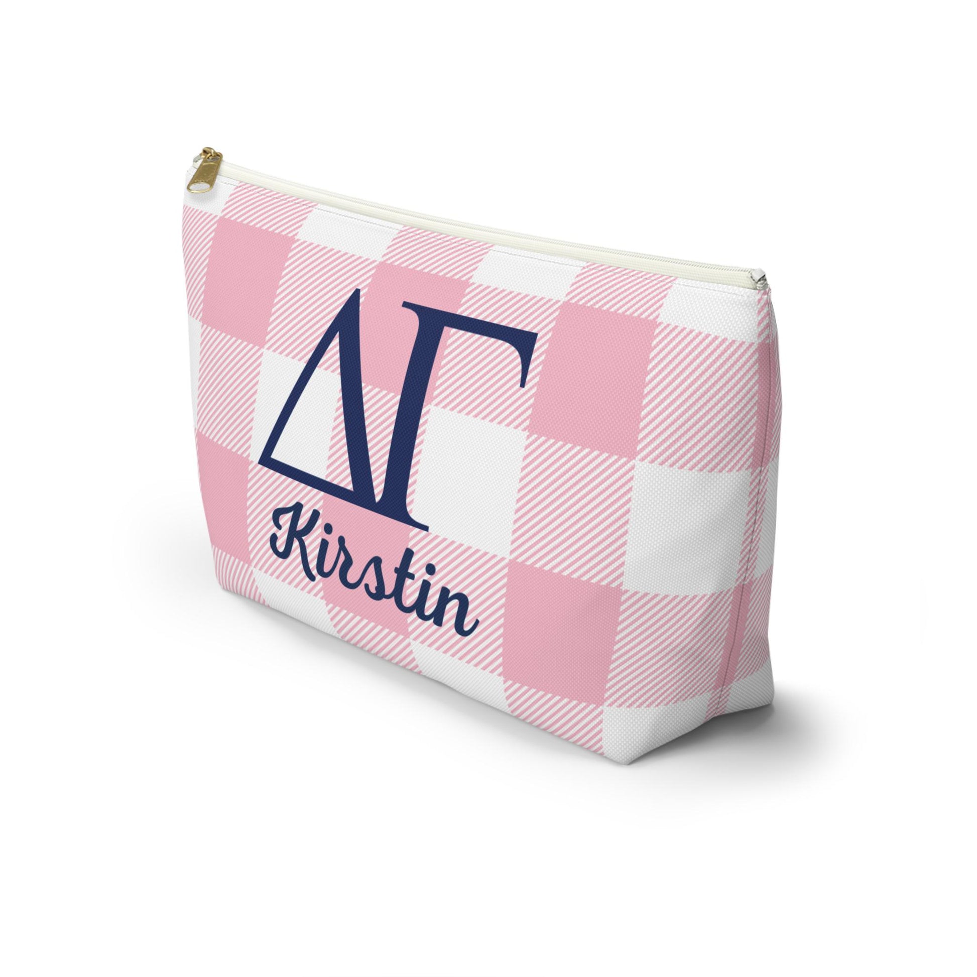 Delta Gamma Personalized Checkered Makeup Bag - Ivy Society