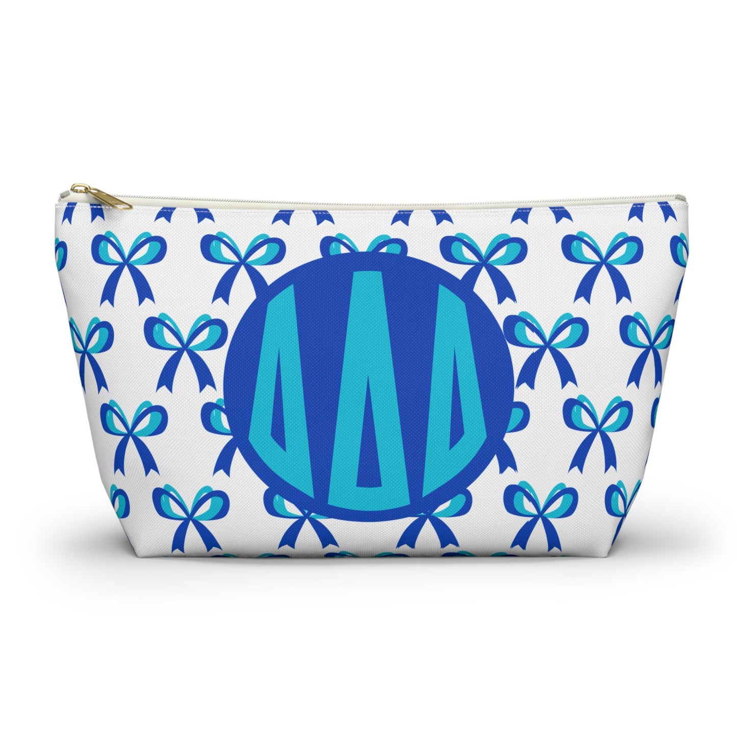 Tri Delta Monogram Bow Makeup Bag - Ivy Society