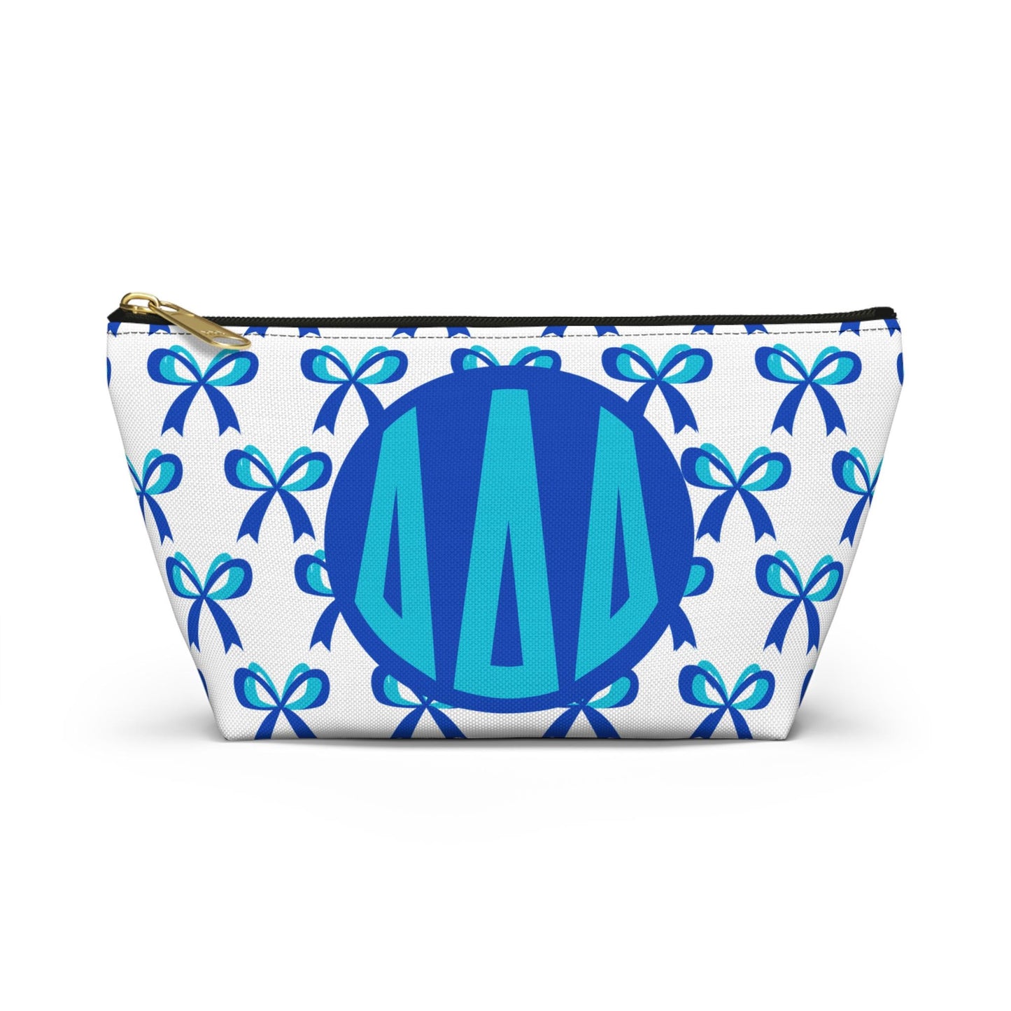 Tri Delta Monogram Bow Makeup Bag - Ivy Society