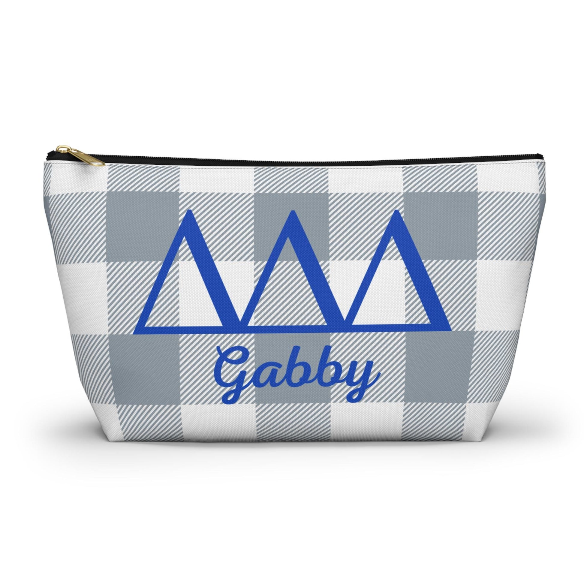 Tri Delta Personalized Checkered Makeup Bag - Ivy Society