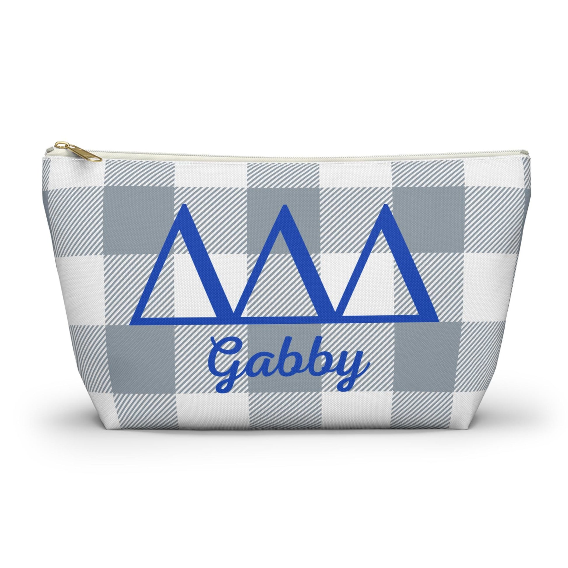 Tri Delta Personalized Checkered Makeup Bag - Ivy Society