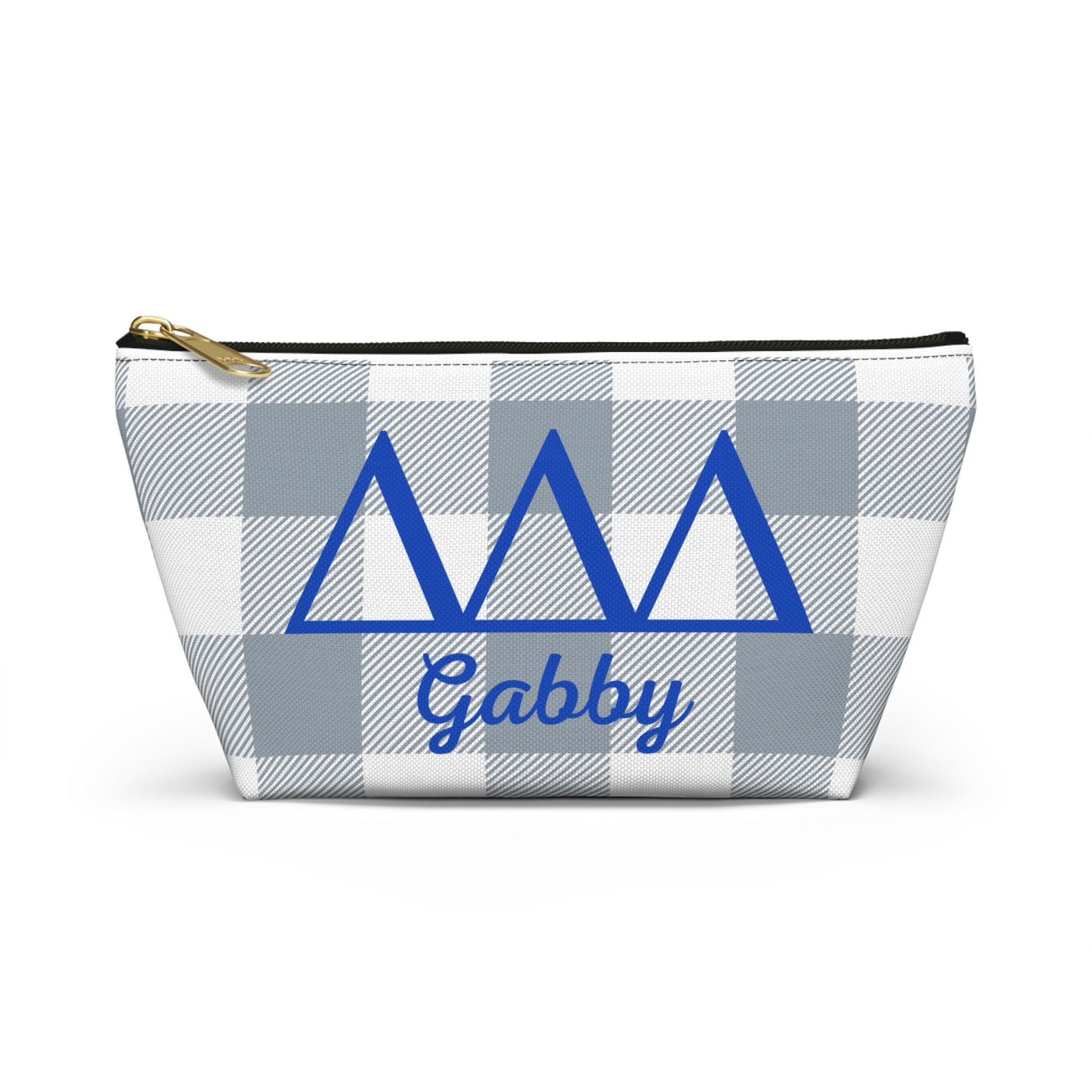 Tri Delta Personalized Checkered Makeup Bag - Ivy Society