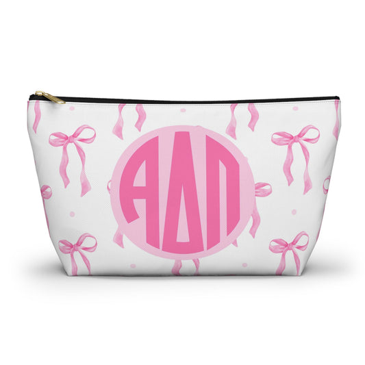 Alpha Delta Pi Monogram Bow Makeup Bag - Ivy Society