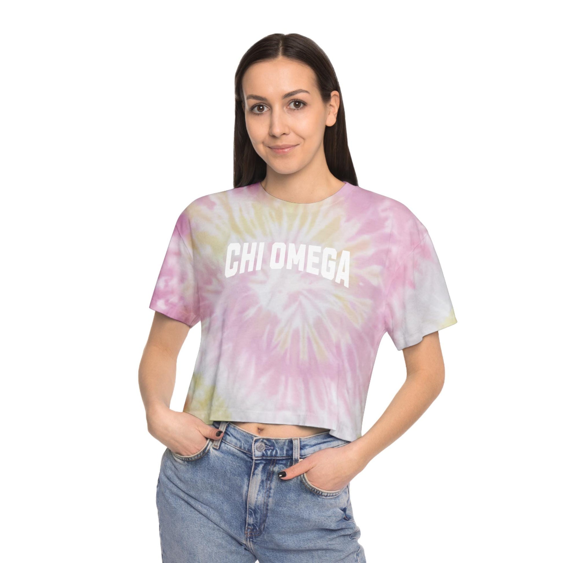 Chi Omega Tie Dye Crop Tee - Ivy Society