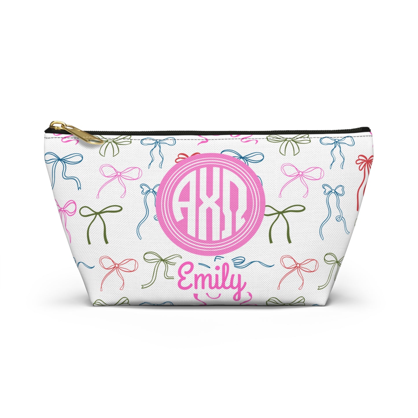 Alpha Chi Omega Personalized Bow Makeup Bag - Ivy Society