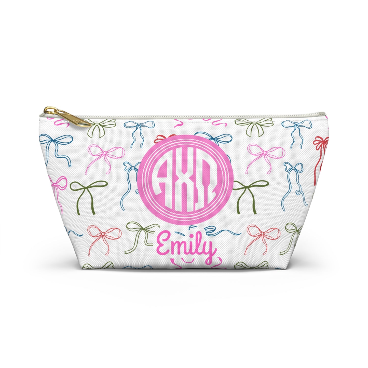 Alpha Chi Omega Personalized Bow Makeup Bag - Ivy Society