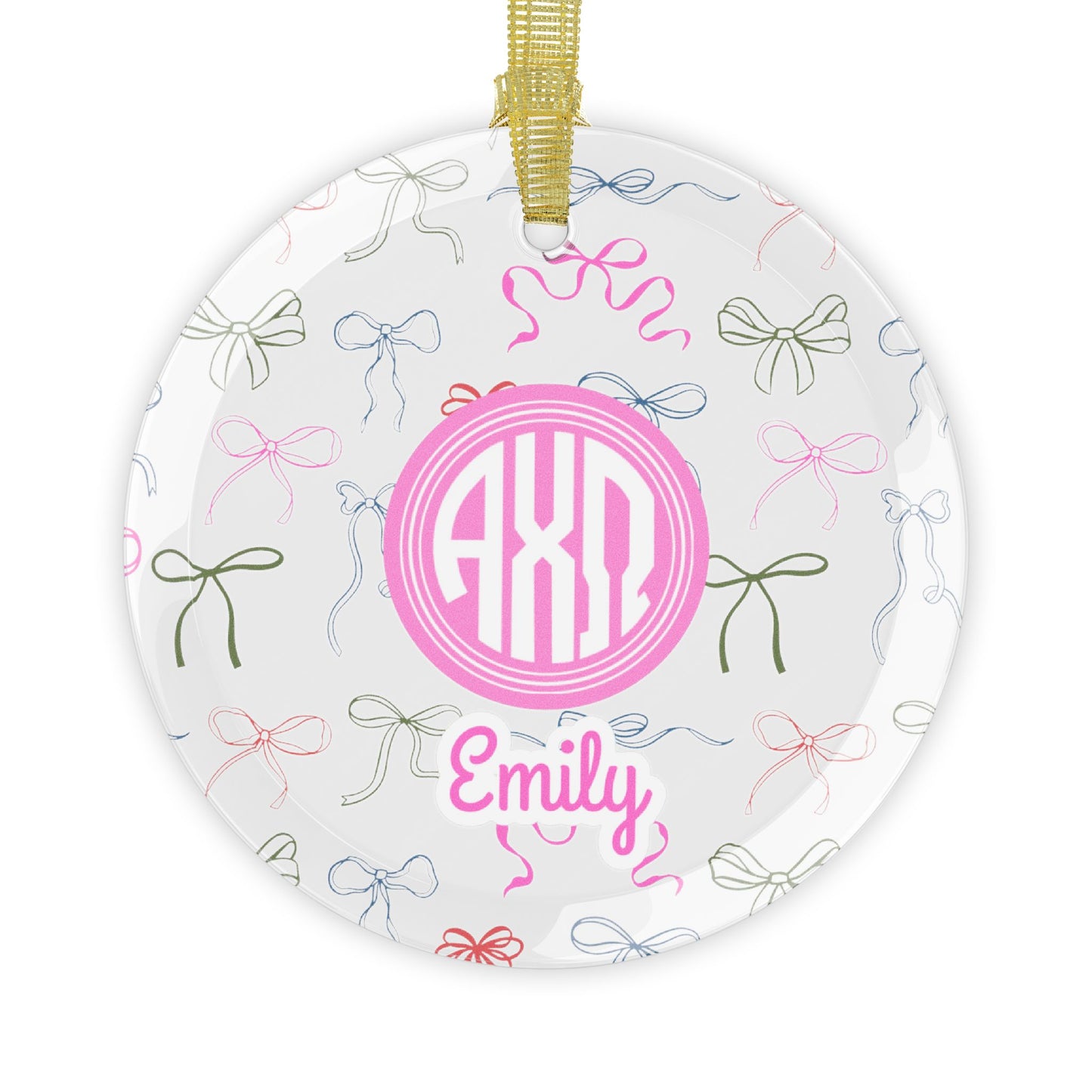 Alpha Chi Omega Personalized Bow Ornament - Ivy Society