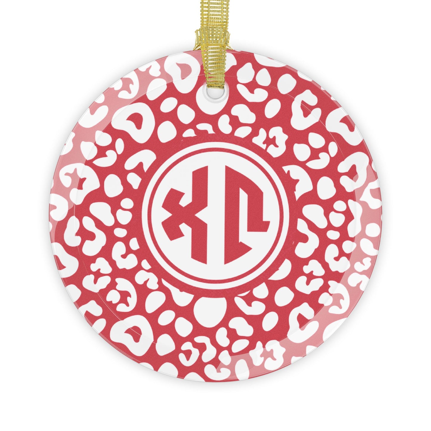 Chi Omega Leopard Glass Ornament - Ivy Society