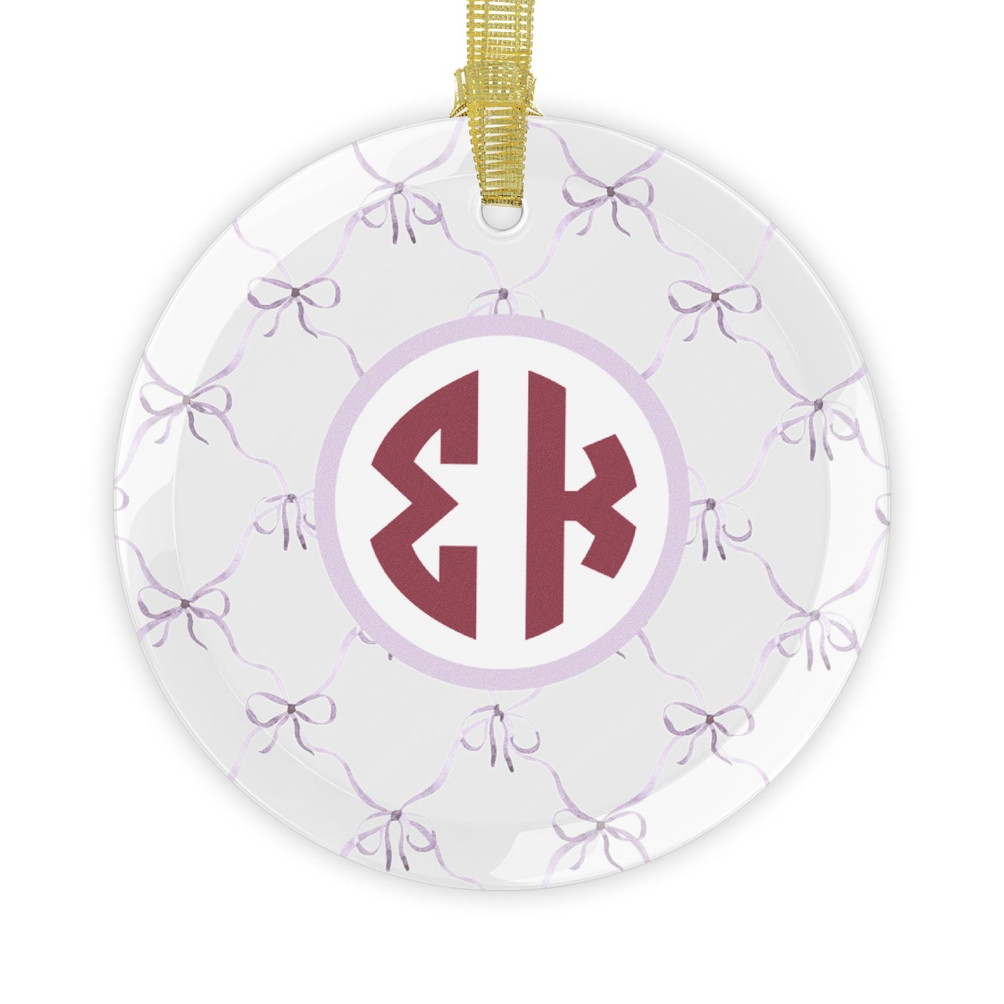 Sigma Kappa Glass Bow Ornament - Ivy Society