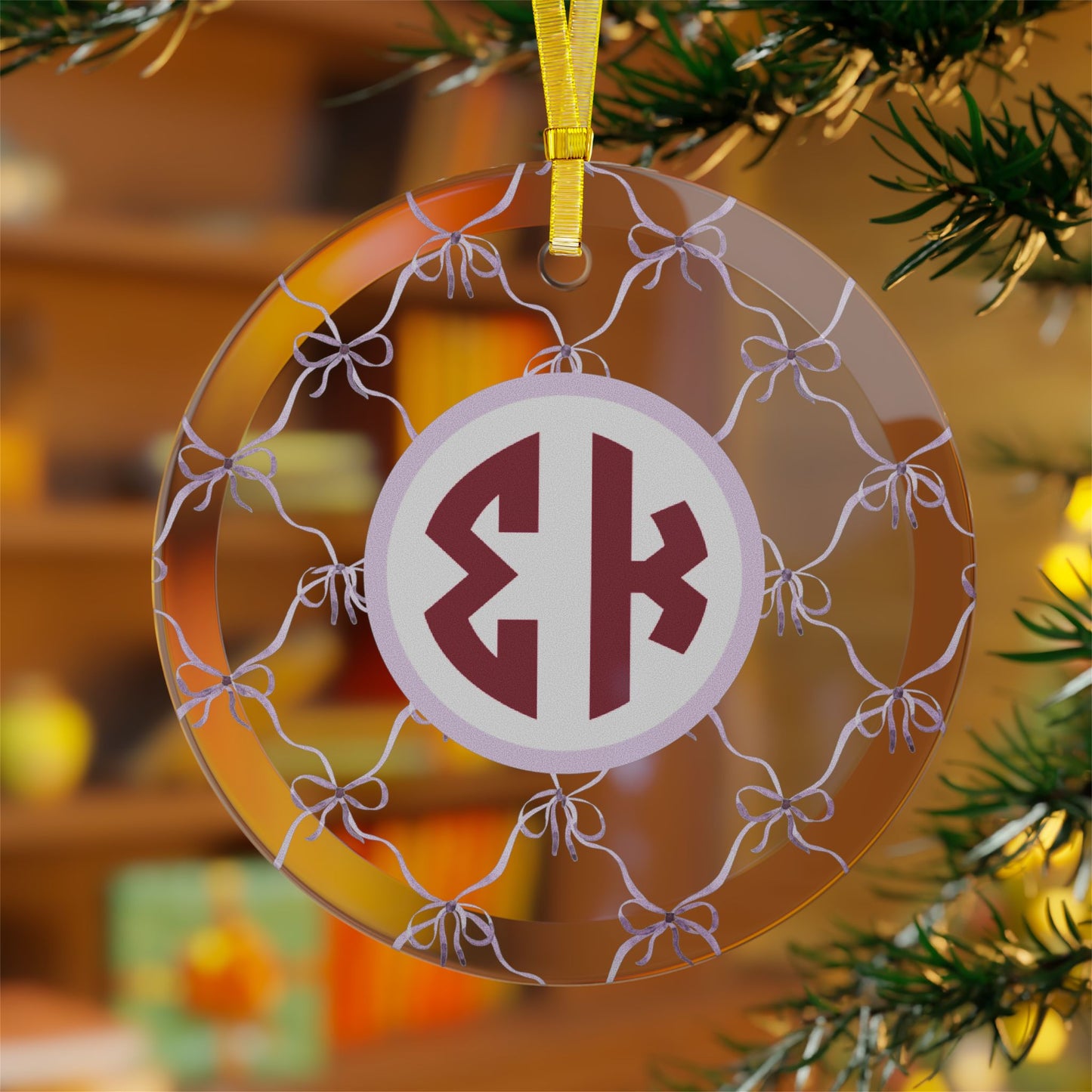 Sigma Kappa Glass Bow Ornament - Ivy Society
