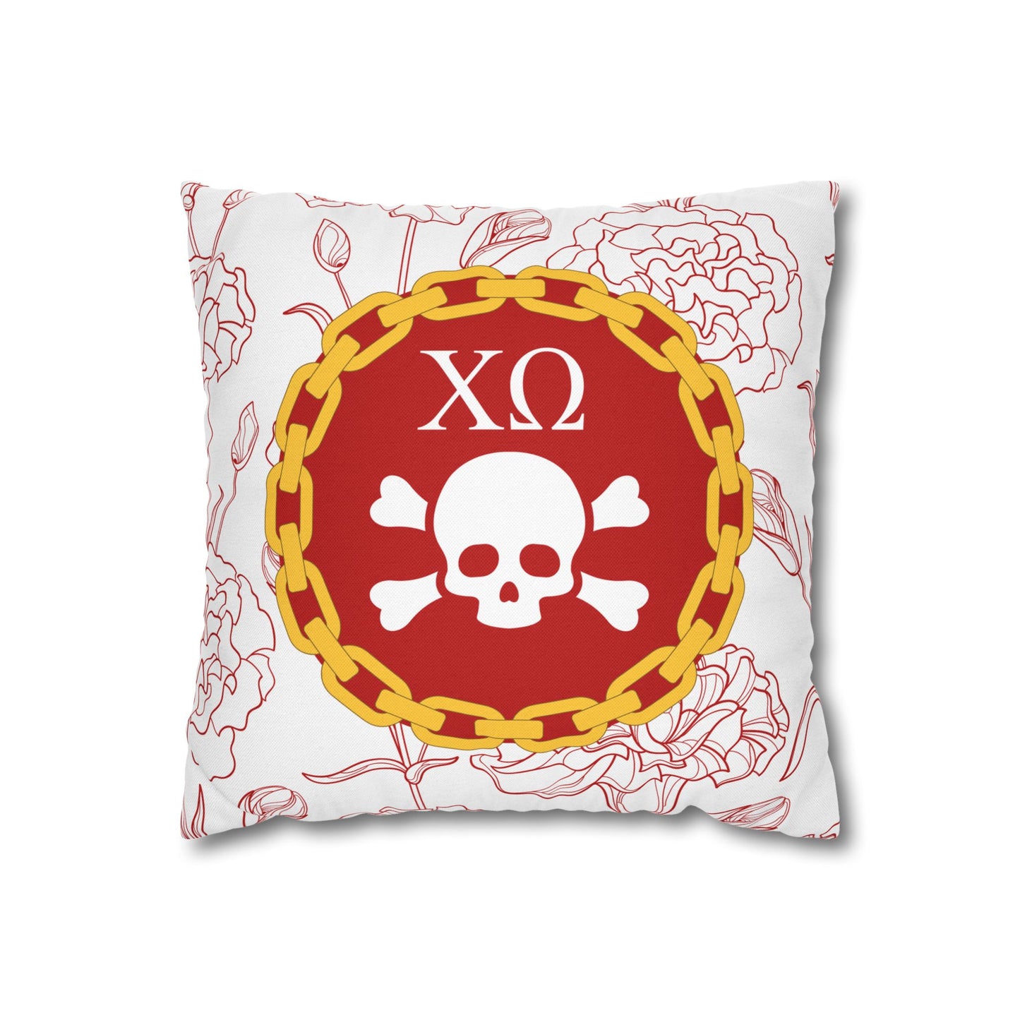 Chi Omega Skull Pillow Cover - Ivy Society