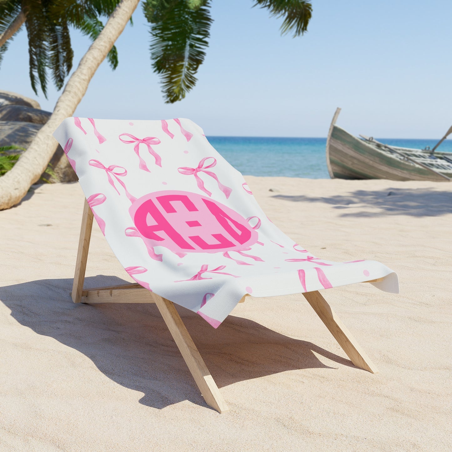 Alpha Xi Delta Monogram Bow Beach Towel - Ivy Society