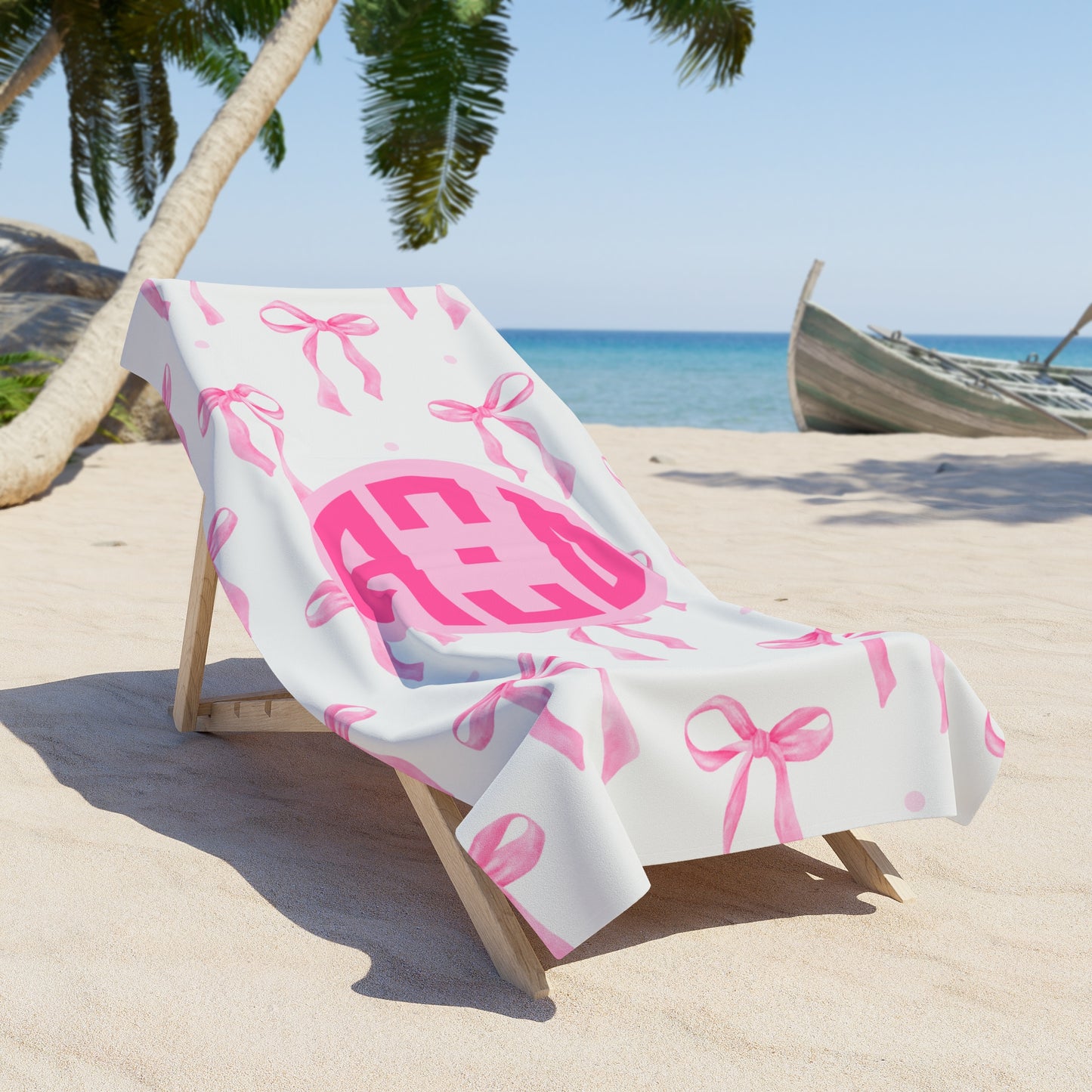 Alpha Xi Delta Monogram Bow Beach Towel - Ivy Society