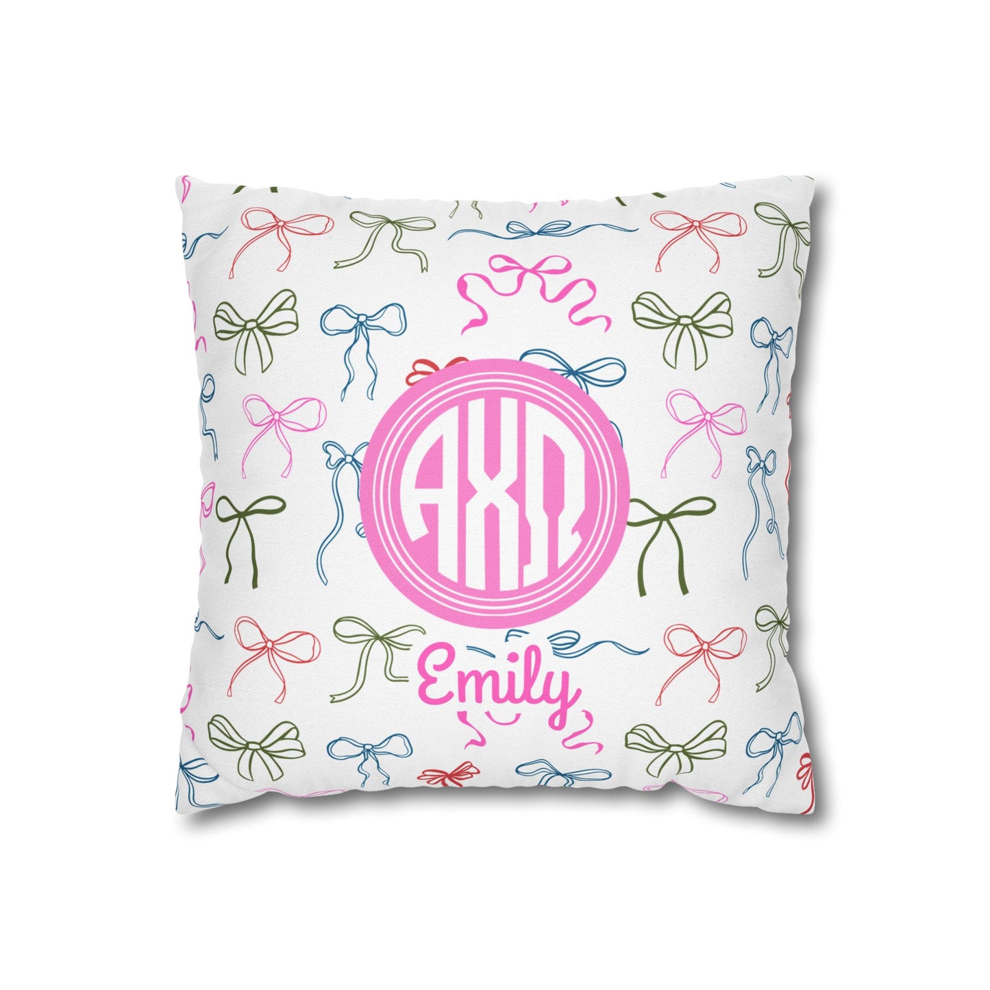 Alpha Chi Omega Personalized Bow Throw Pillow Cover - Ivy Society