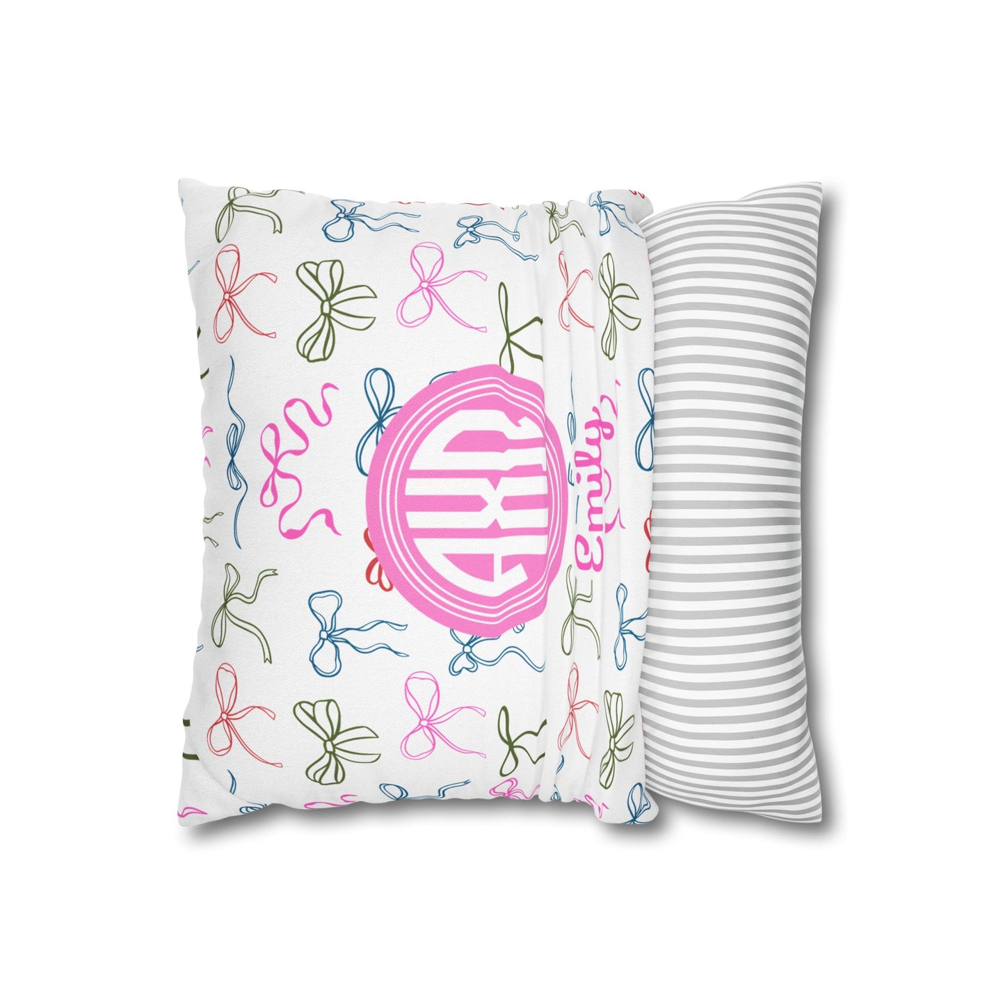 Alpha Chi Omega Personalized Bow Throw Pillow Cover - Ivy Society