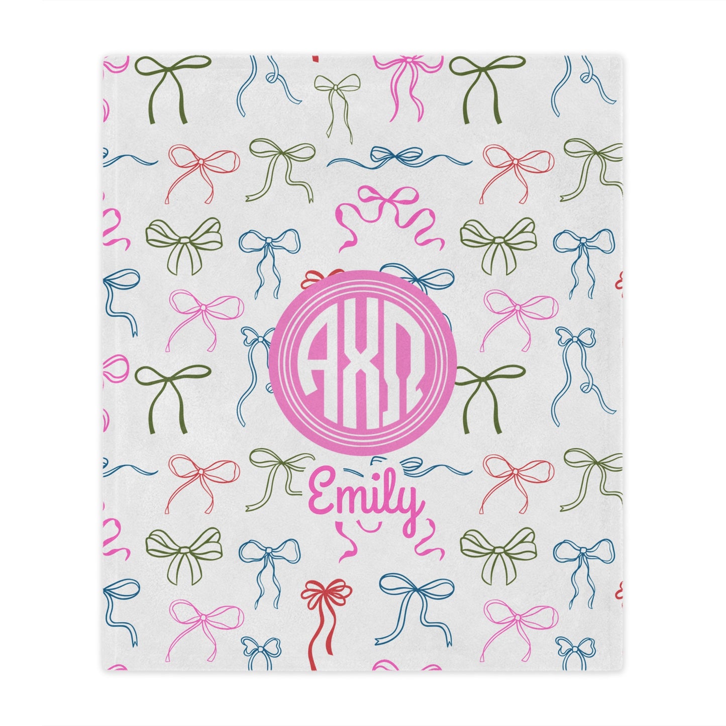 Alpha Chi Omega Personalized Bow Blanket - Ivy Society