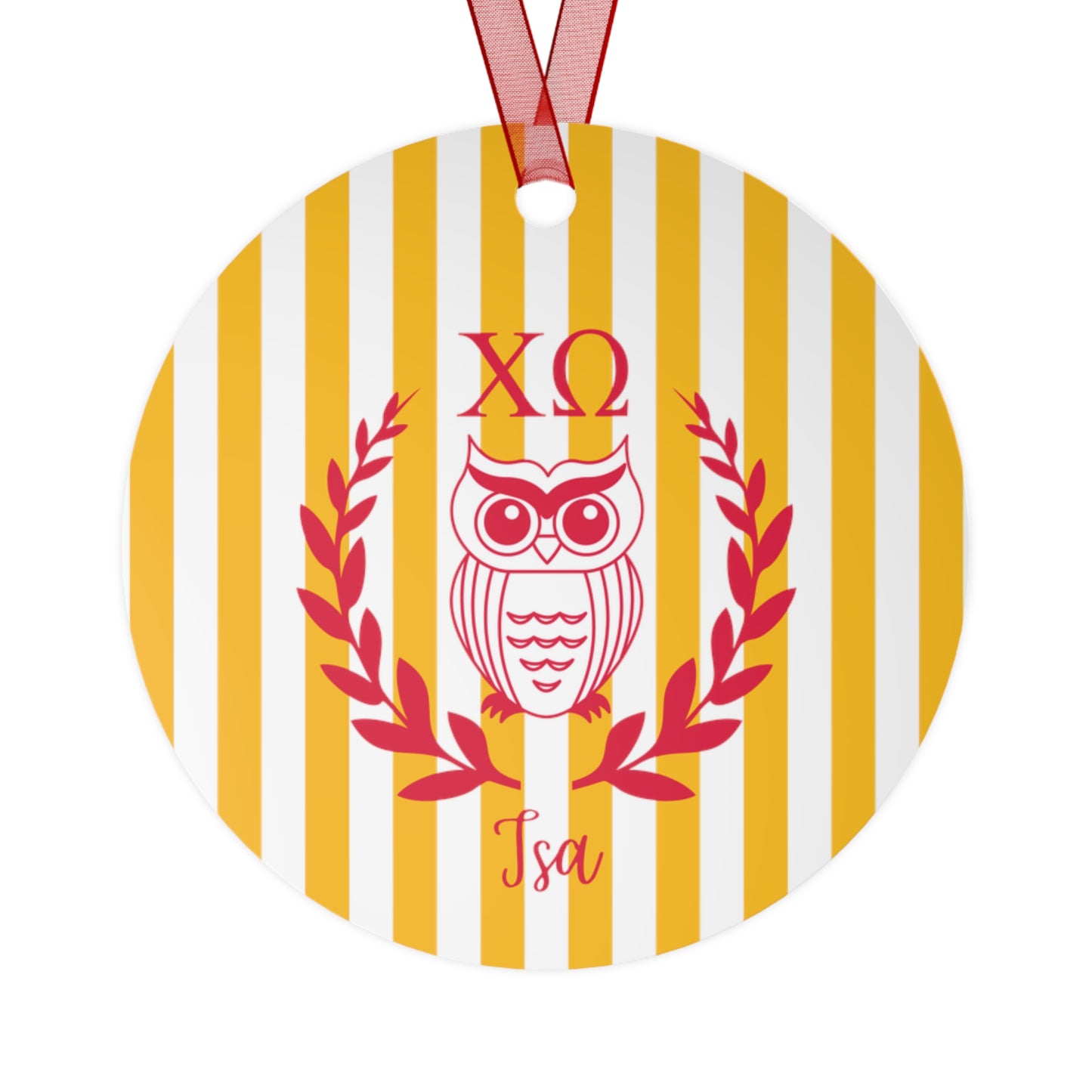 Chi Omega Personalized Owl Ornament - Ivy Society