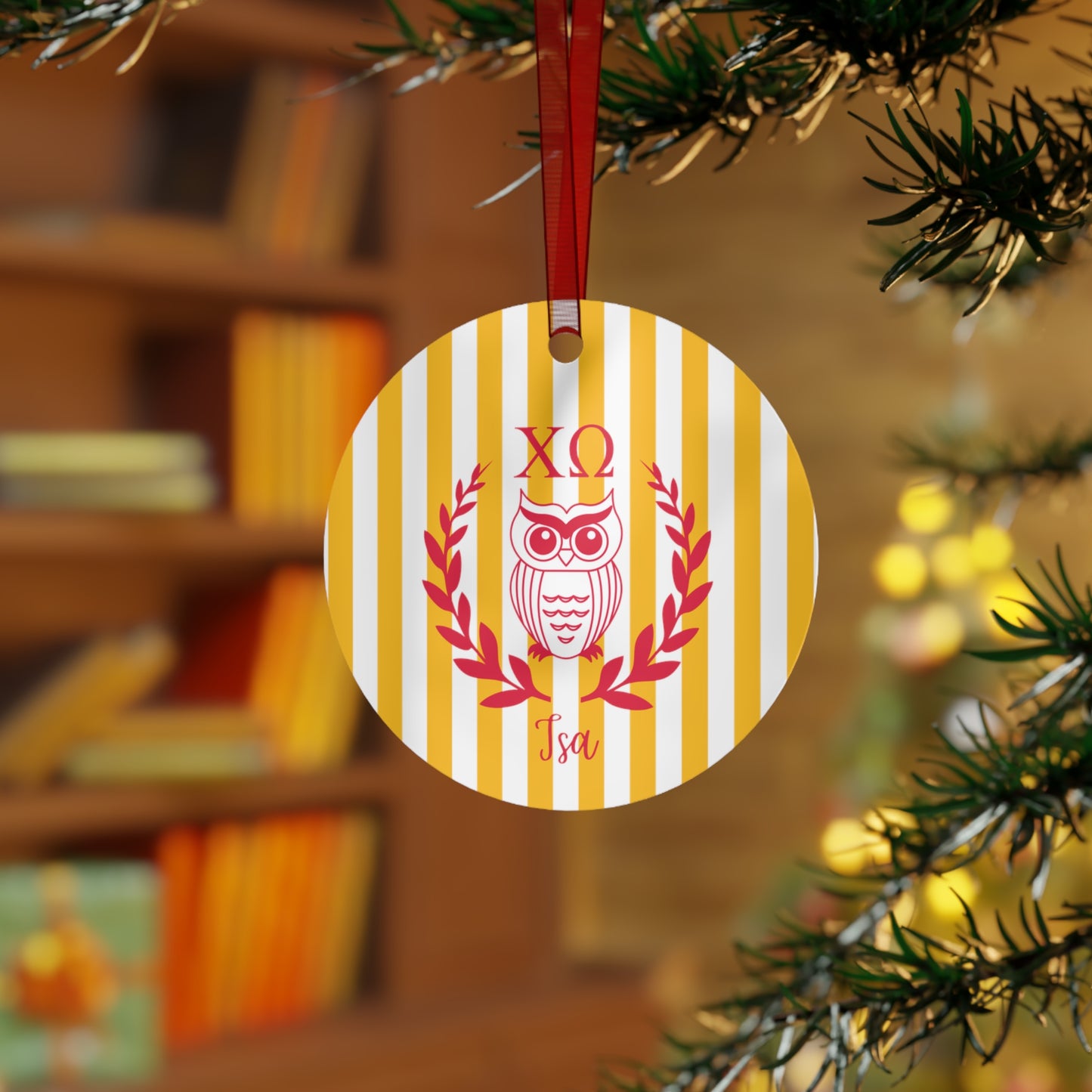 Chi Omega Personalized Owl Ornament - Ivy Society
