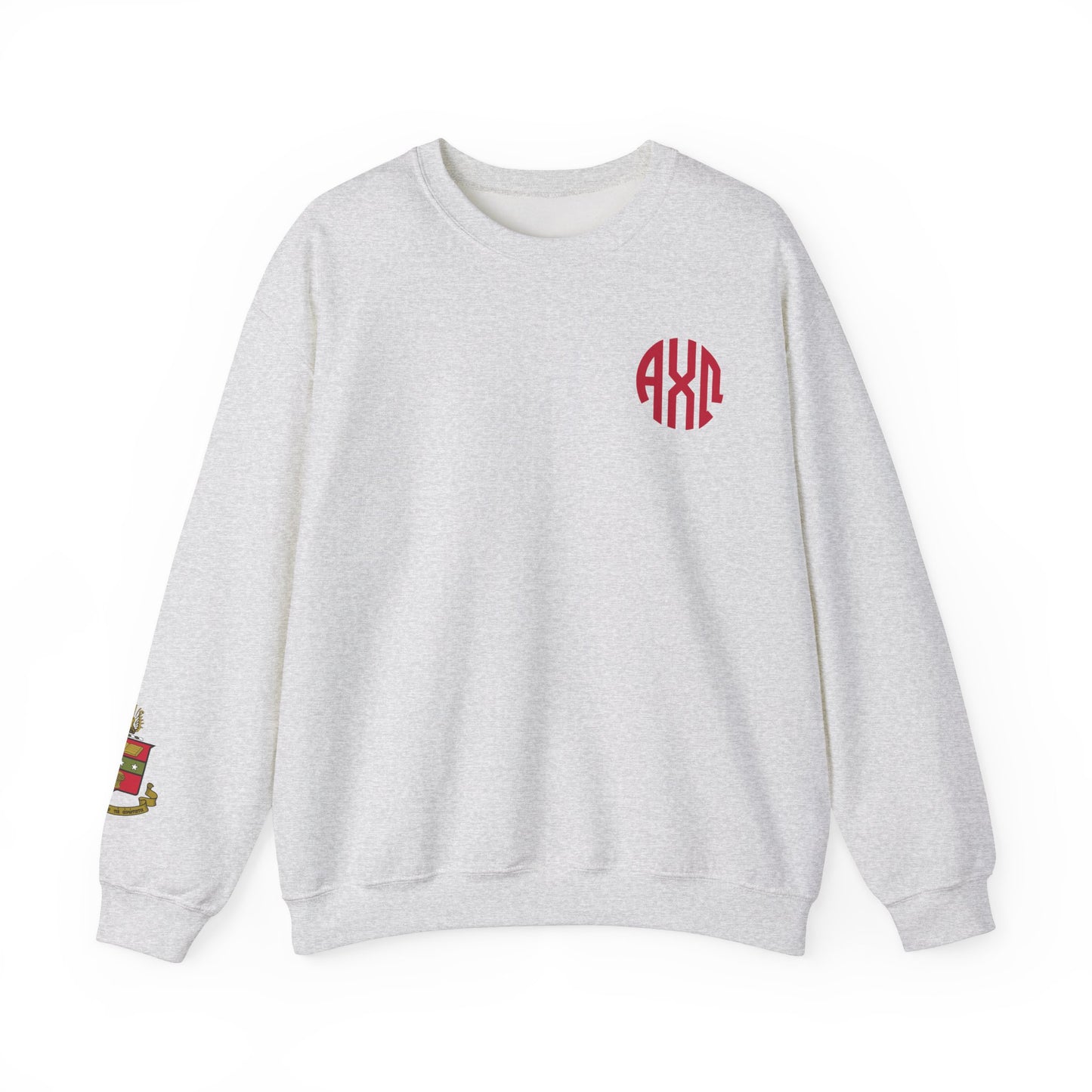 Alpha Chi Omega Monogram Crest Sleeve Sweatshirt - Ivy Society
