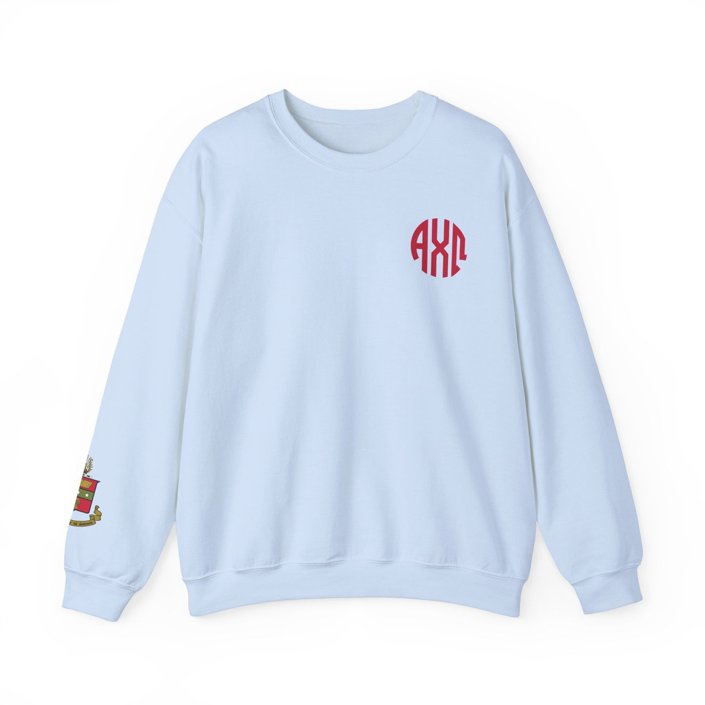 Alpha Chi Omega Monogram Crest Sleeve Sweatshirt - Ivy Society