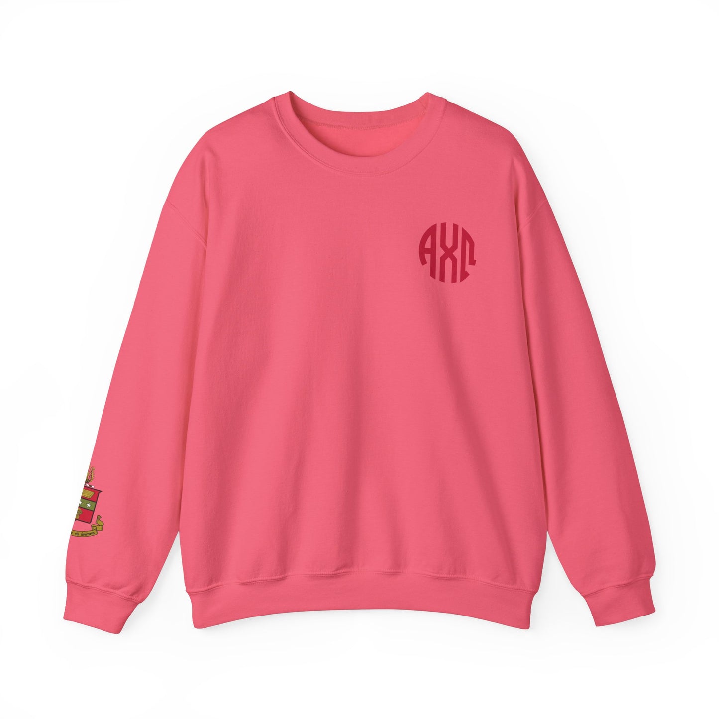 Alpha Chi Omega Monogram Crest Sleeve Sweatshirt - Ivy Society
