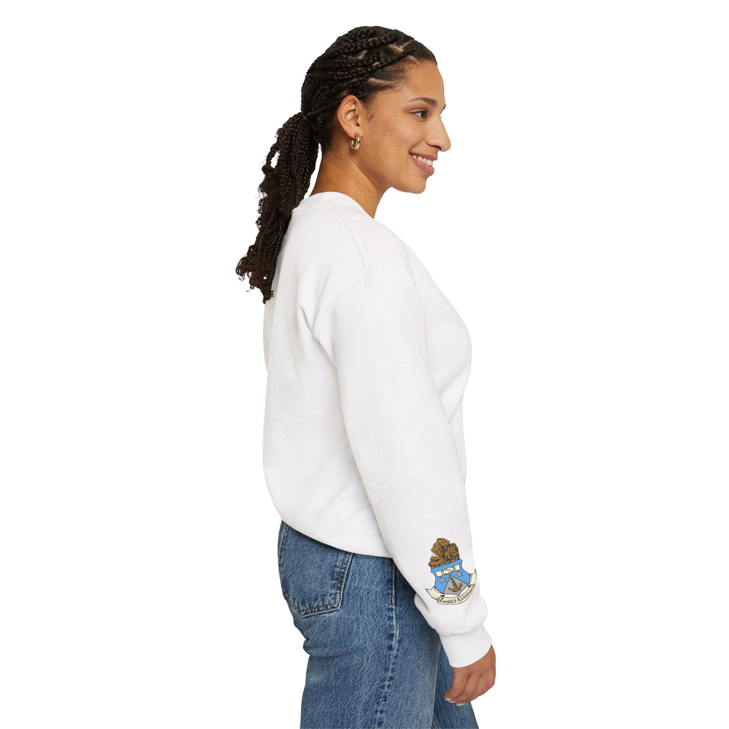 Alpha Delta Pi Monogram Crest Sleeve Sweatshirt - Ivy Society