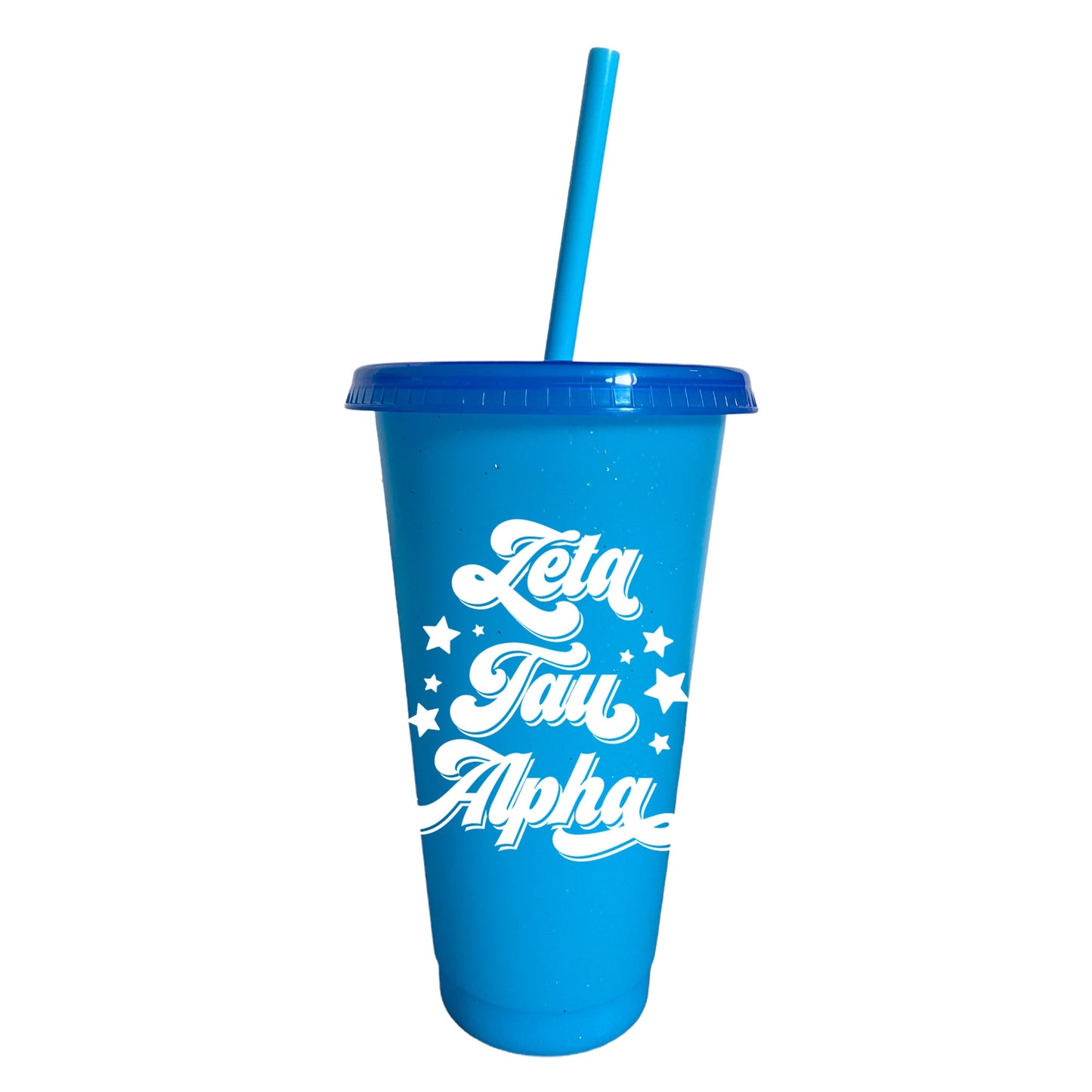 Zeta Tau Alpha Blue Glitter Color Changing Cup 4 Pack