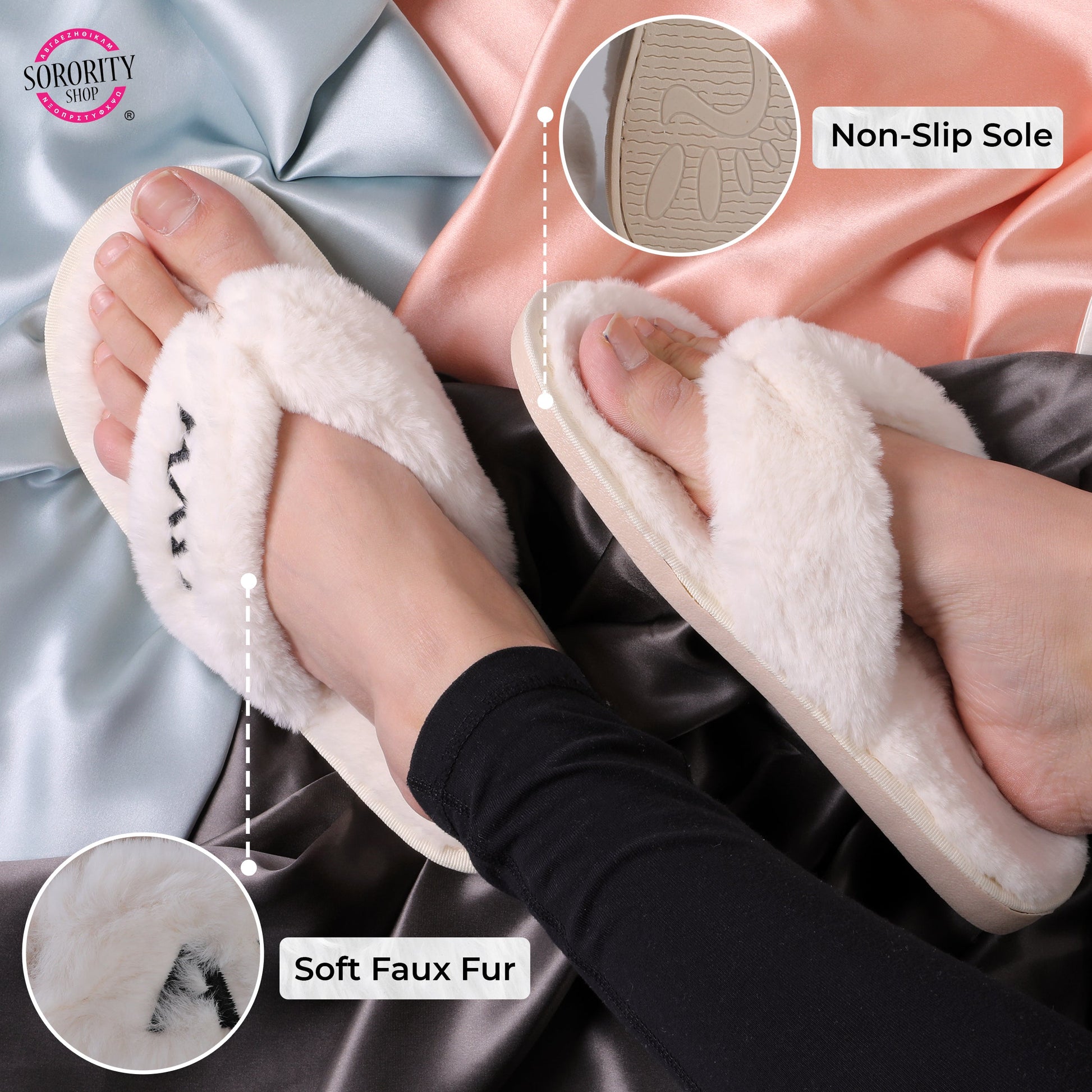 Alpha Phi Fuzzy Slippers - Ivy Society