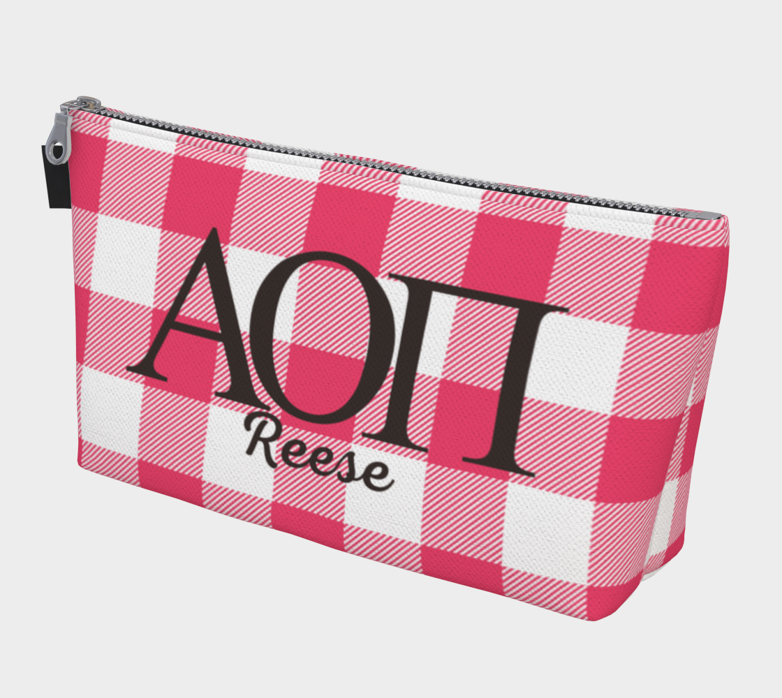 Alpha Omicron Pi Personalized Gingham Makeup Bag