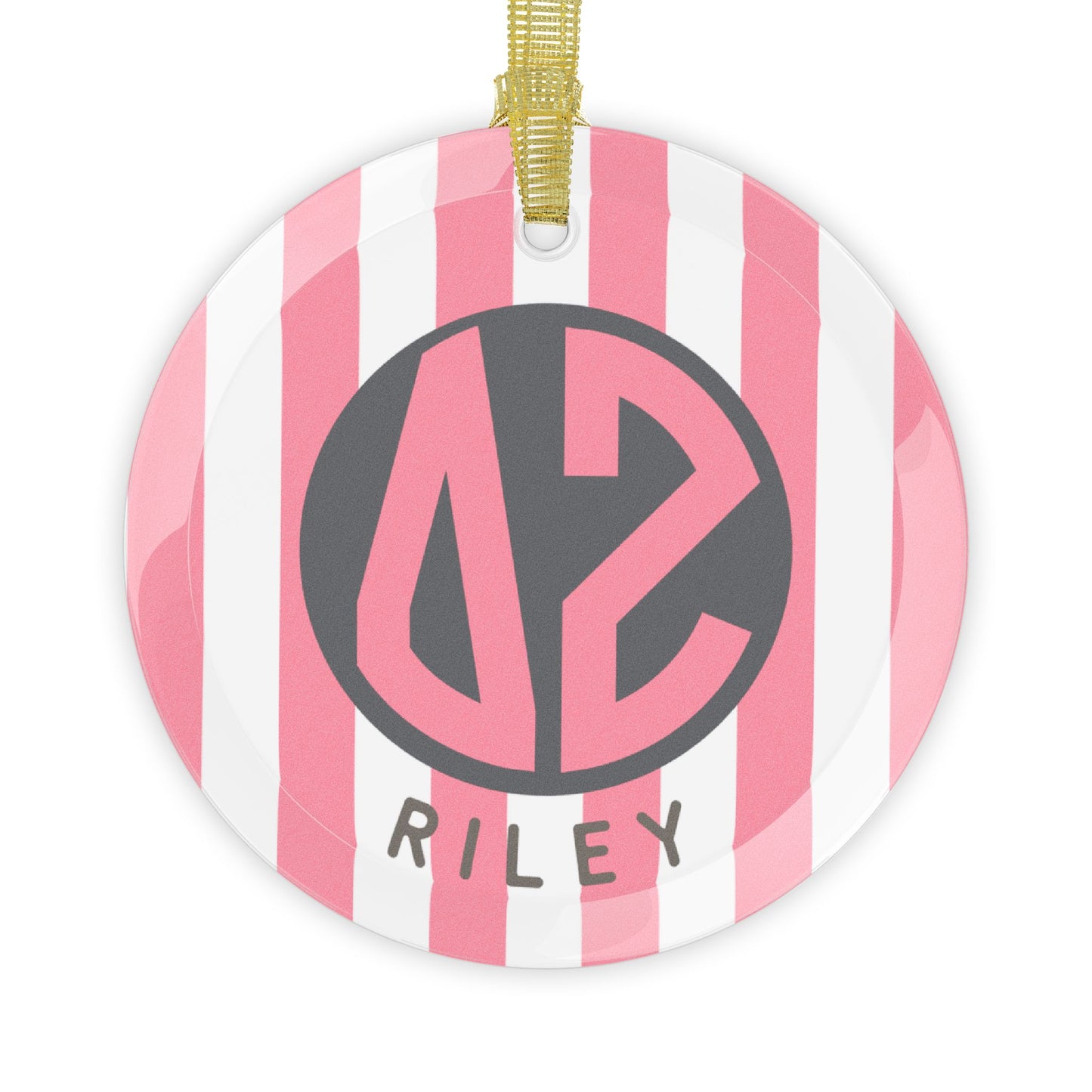 Delta Zeta Personalized Stripe Glass Ornament - Ivy Society