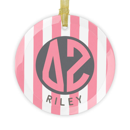 Delta Zeta Personalized Stripe Glass Ornament - Ivy Society