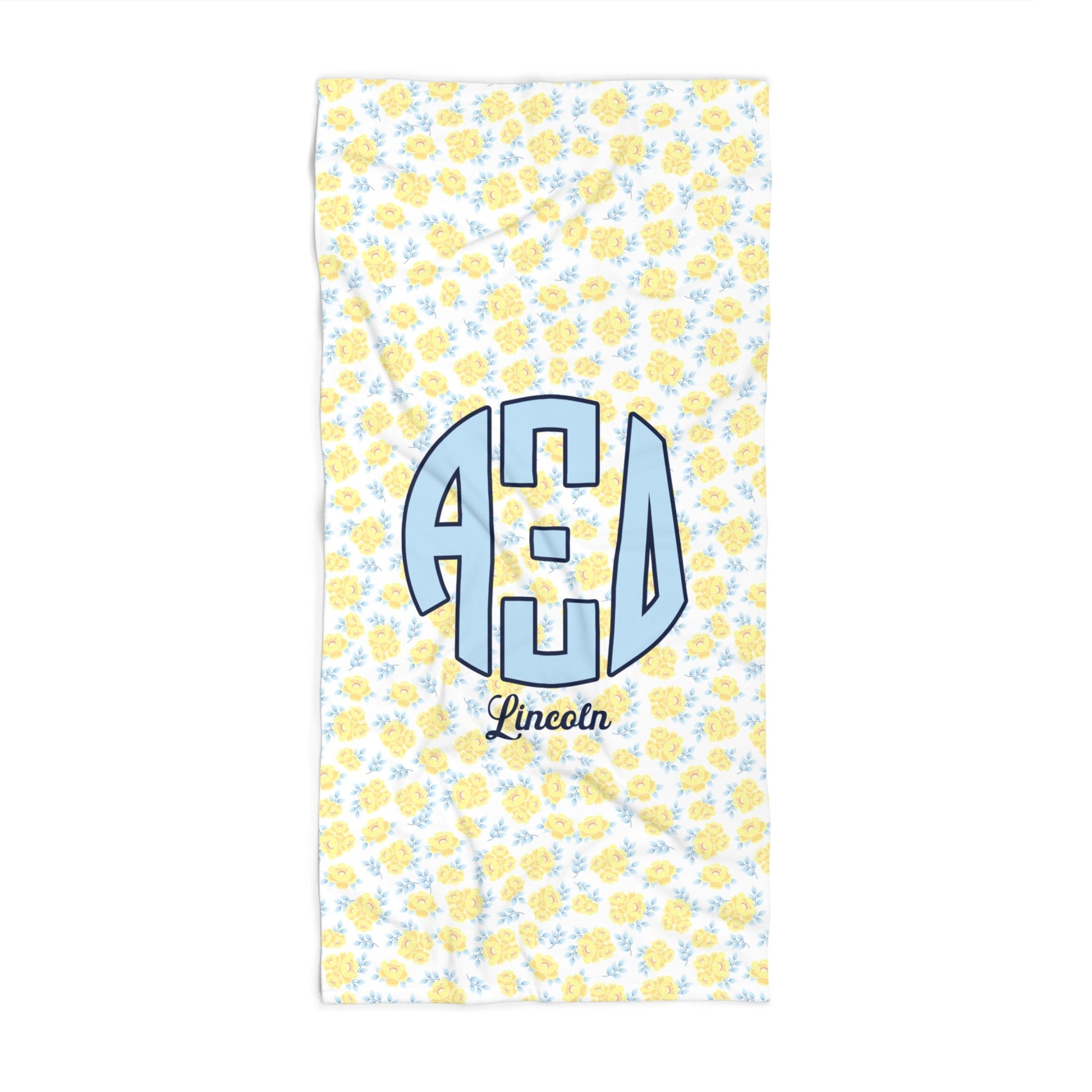Alpha Xi Delta Personalized Flower Beach Towel - Ivy Society