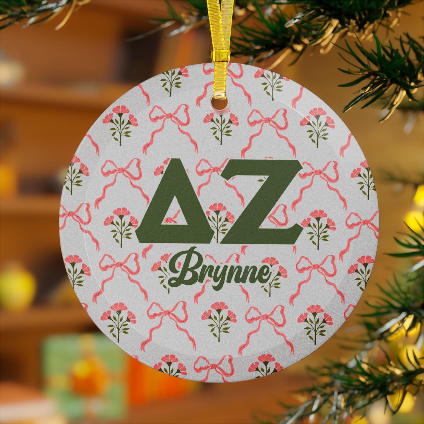 Delta Zeta Personalized Flower Ornament