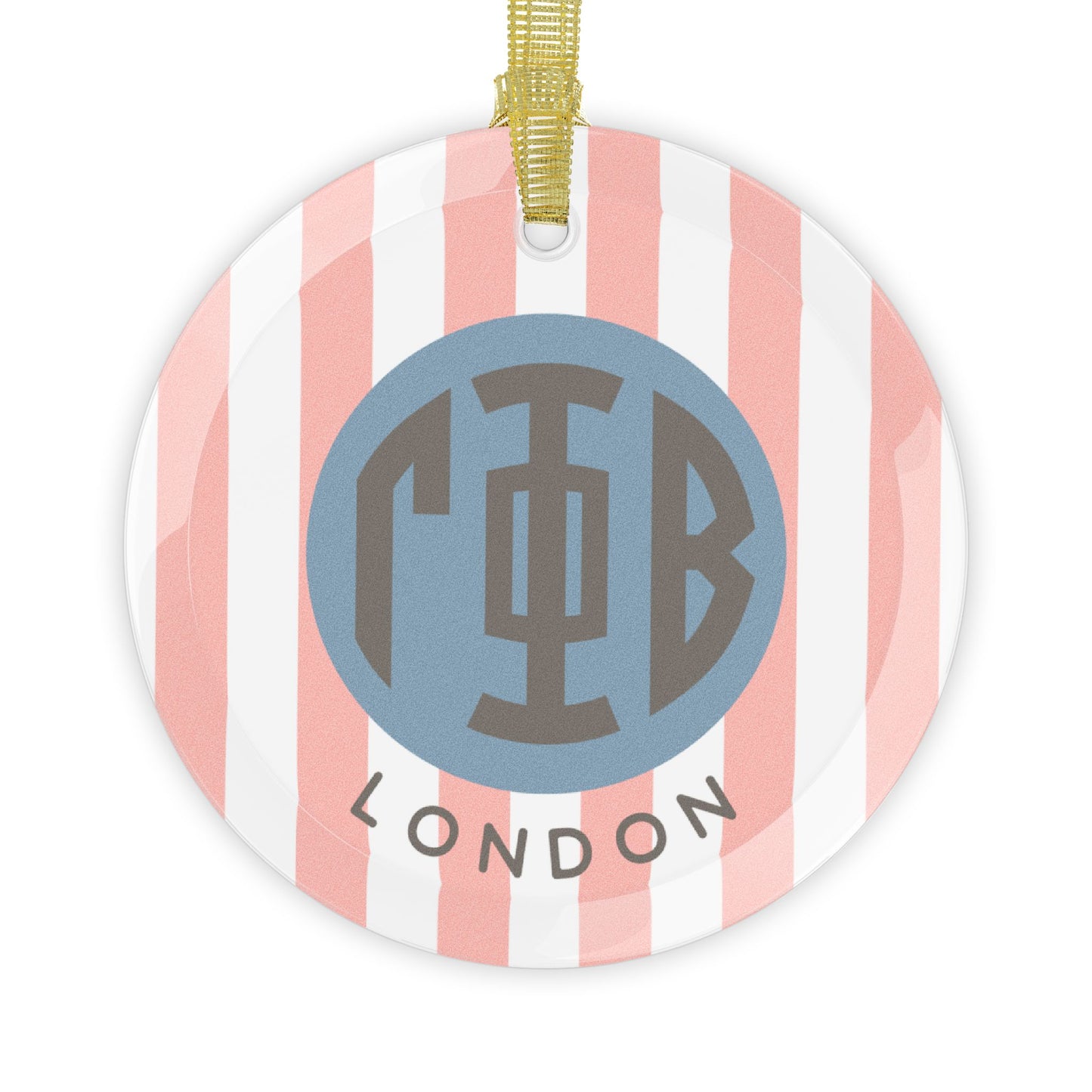 Gamma Phi Beta Personalized Stripe Glass Ornament - Ivy Society