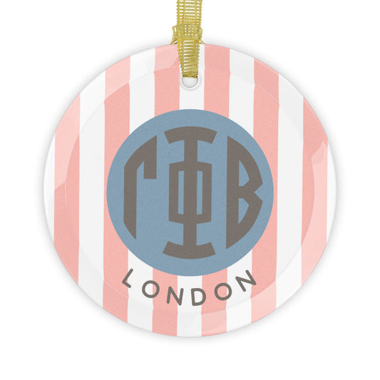 Gamma Phi Beta Personalized Stripe Glass Ornament - Ivy Society