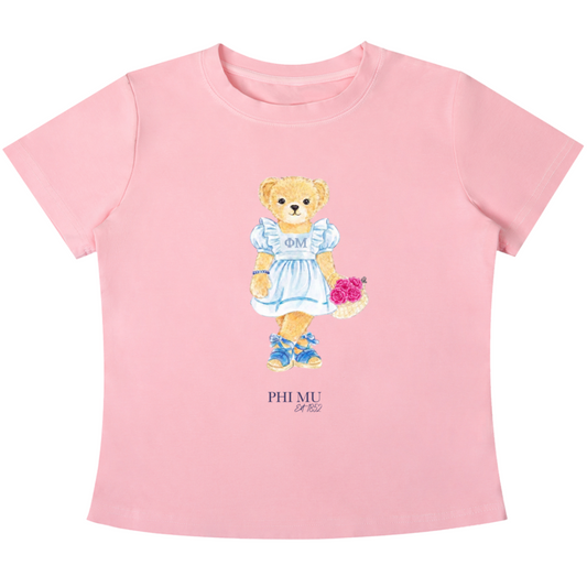 Phi Mu Flower Bear T Shirt