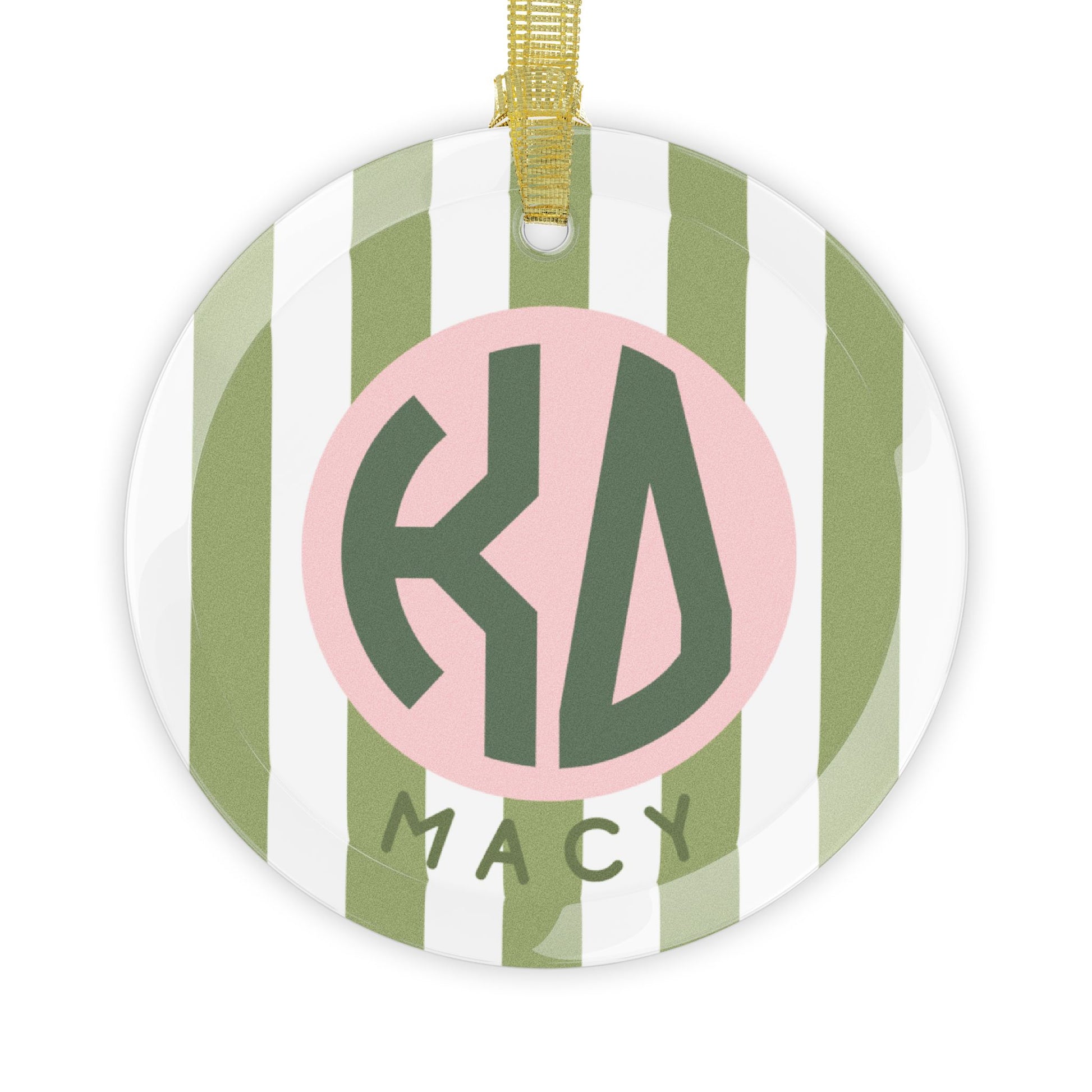 Kappa Delta Personalized Stripe Glass Ornament - Ivy Society