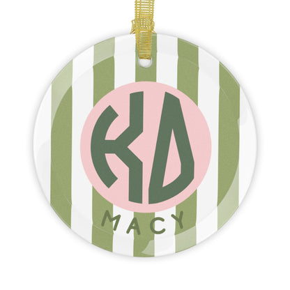 Kappa Delta Personalized Stripe Glass Ornament - Ivy Society