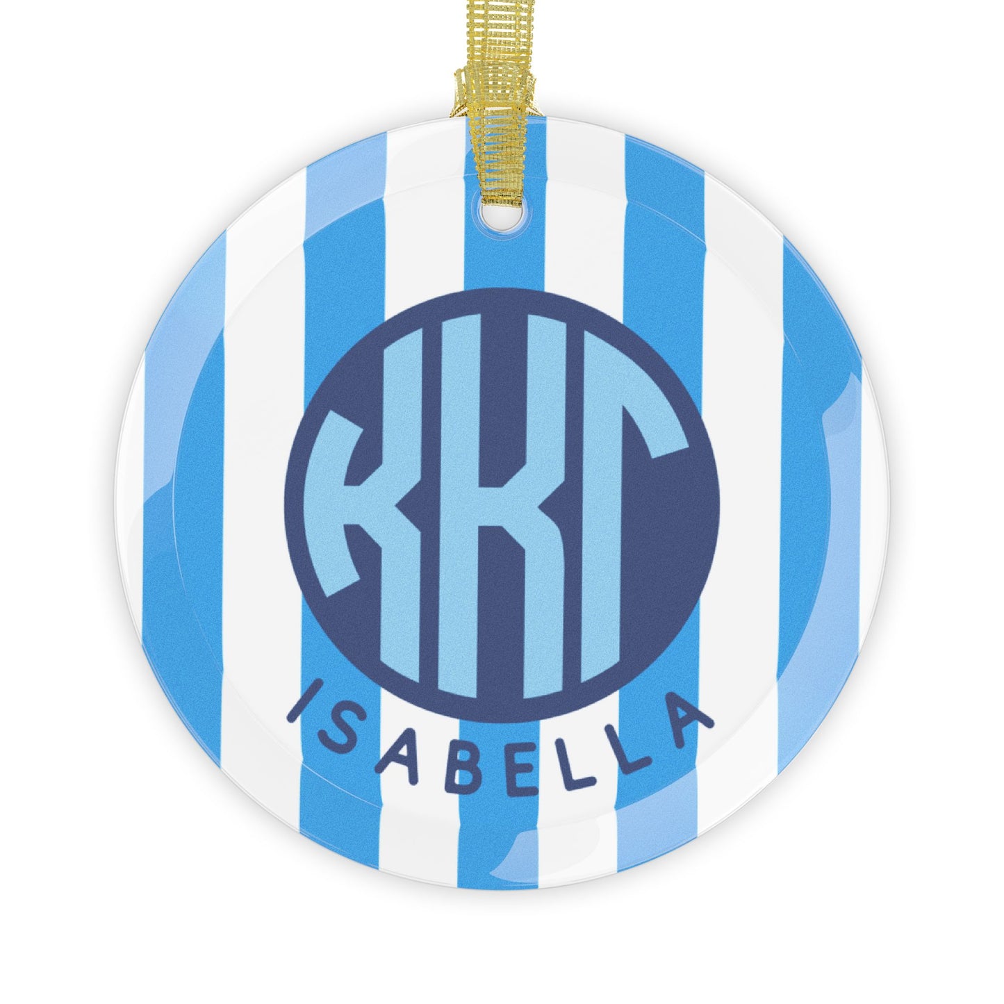 Kappa Kappa Gamma Personalized Stripe Glass Ornament - Ivy Society