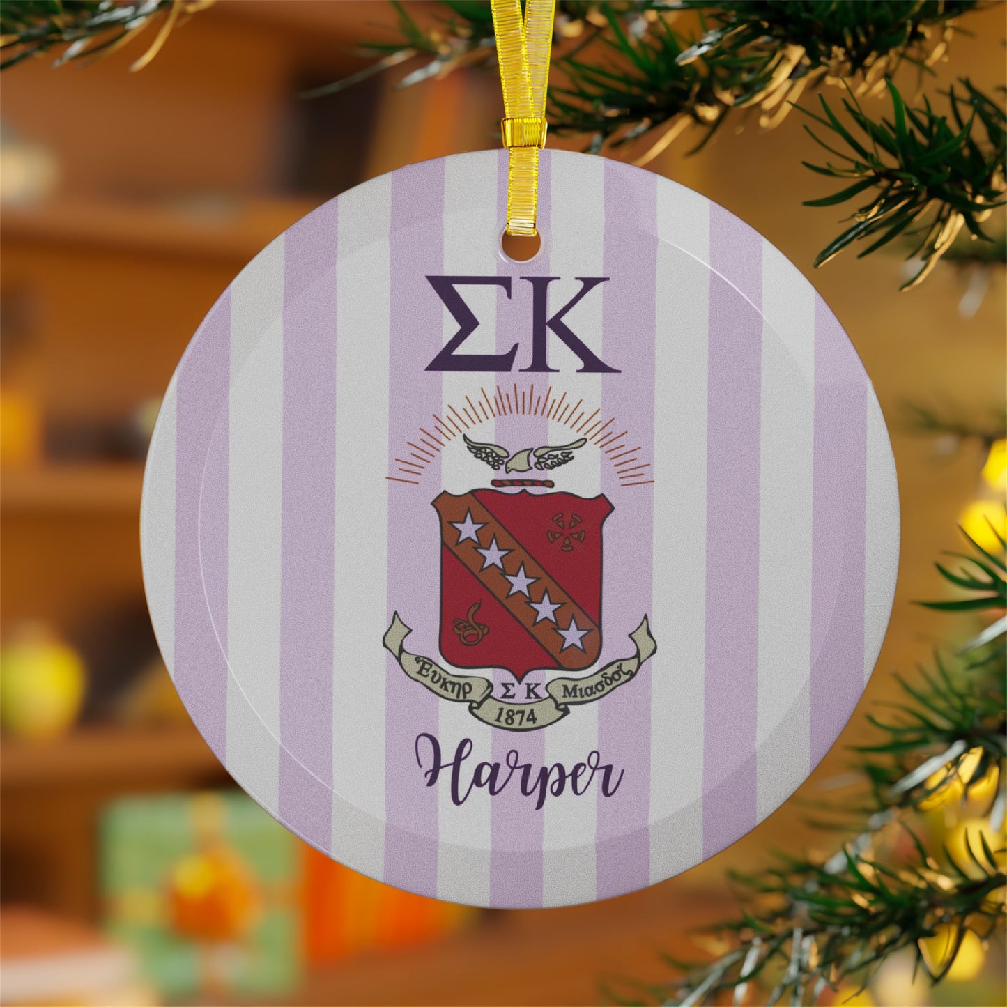 Sigma Kappa Personalized Crest Ornament - Ivy Society