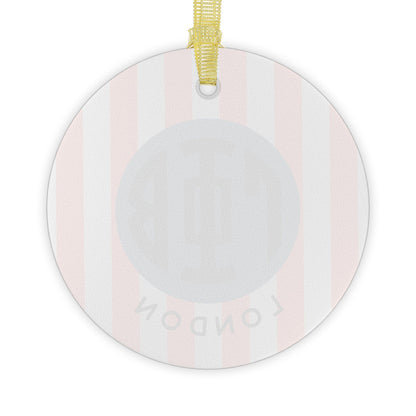 Gamma Phi Beta Personalized Stripe Glass Ornament - Ivy Society