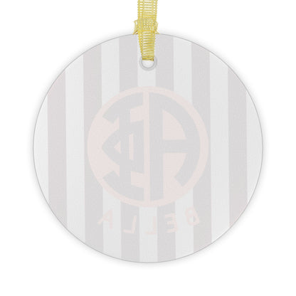 Alpha Phi Personalized Stripe Glass Ornament - Ivy Society