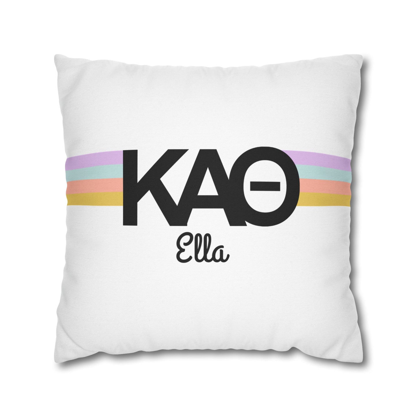 Kappa Alpha Theta Personalized Retro Stripe Throw Pillow Cover - Ivy Society