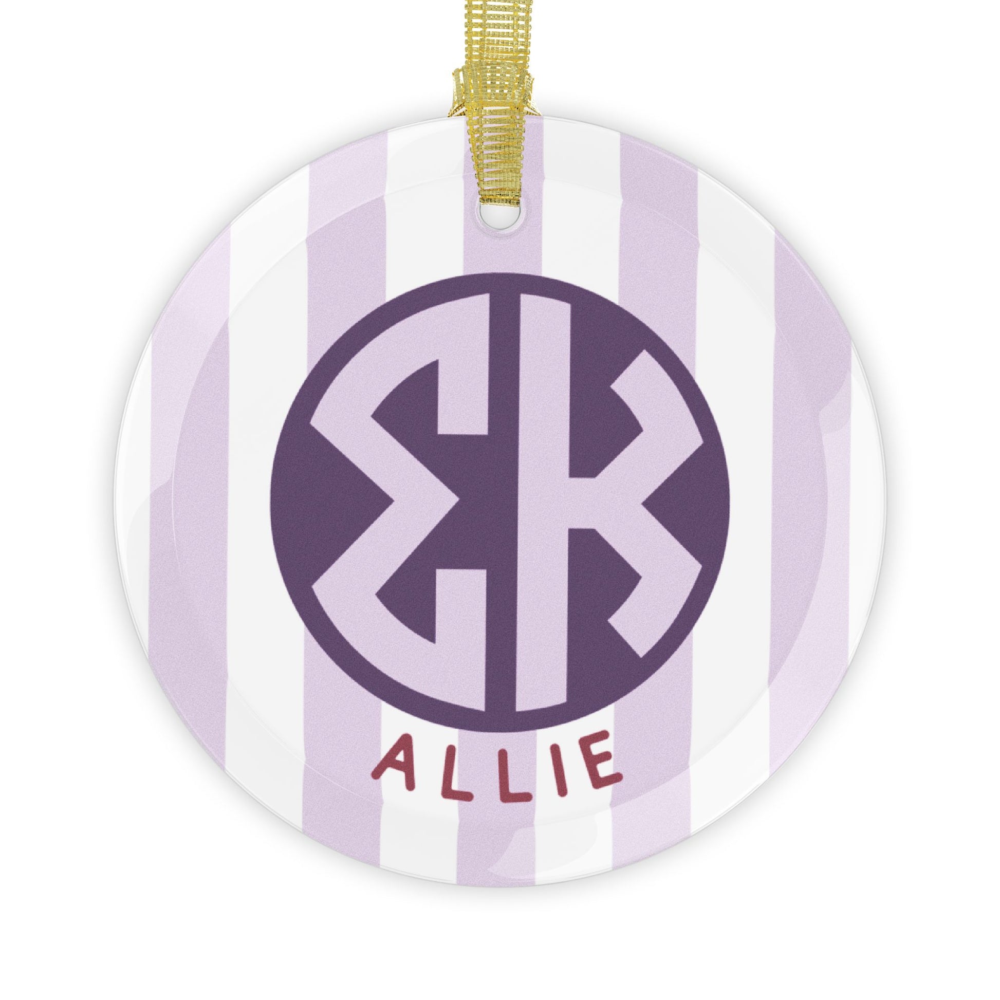 Sigma Kappa Personalized Stripe Glass Ornament - Ivy Society